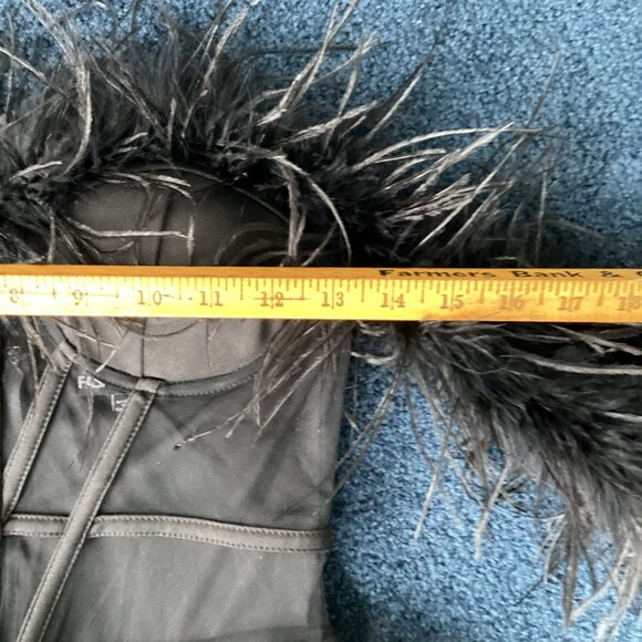 Black Feathered Ruffled Mesh Corset Maxi Dress - Small - Picture 9 of 10